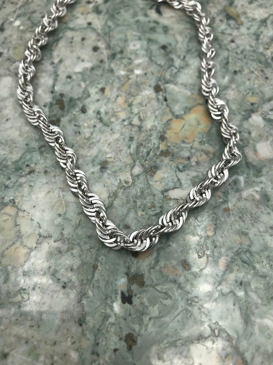 10k White Gold Hollow 4mm Twisted Rope 20 Necklace Chain 2