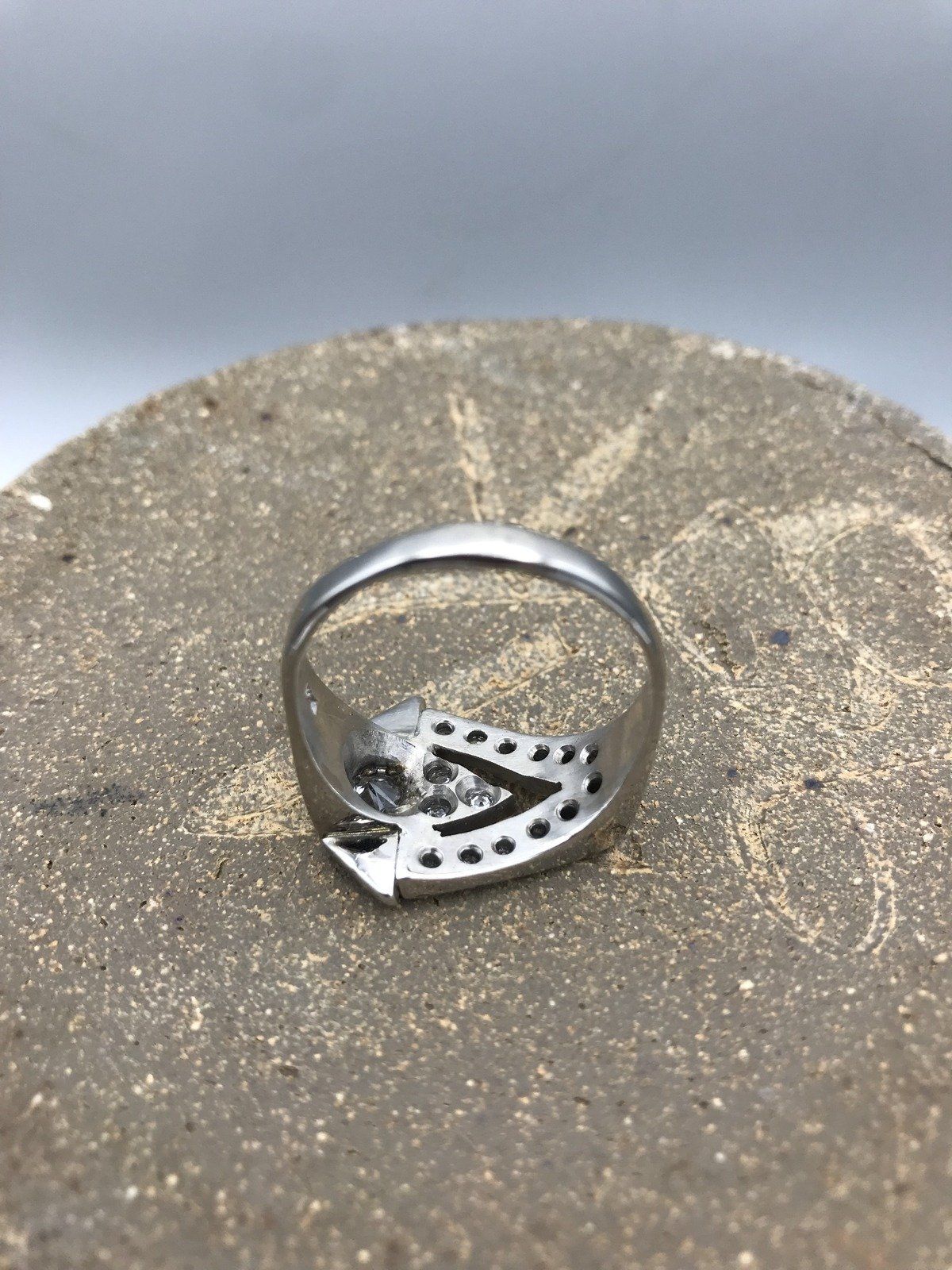 Men's 14k White Gold .65ct European Cut Art Deco 1.1ctw Diamond Ring 6