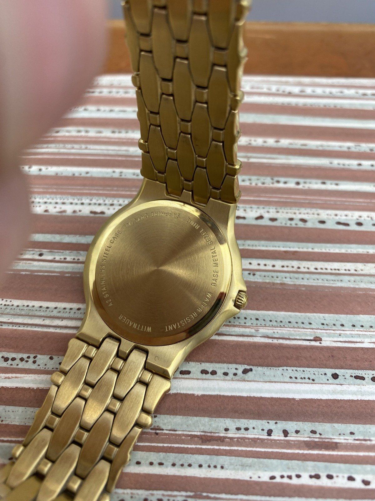 Vintage Wittnauer Golden Stainless Steel Men's Watch w Nice Face Dial Work 9
