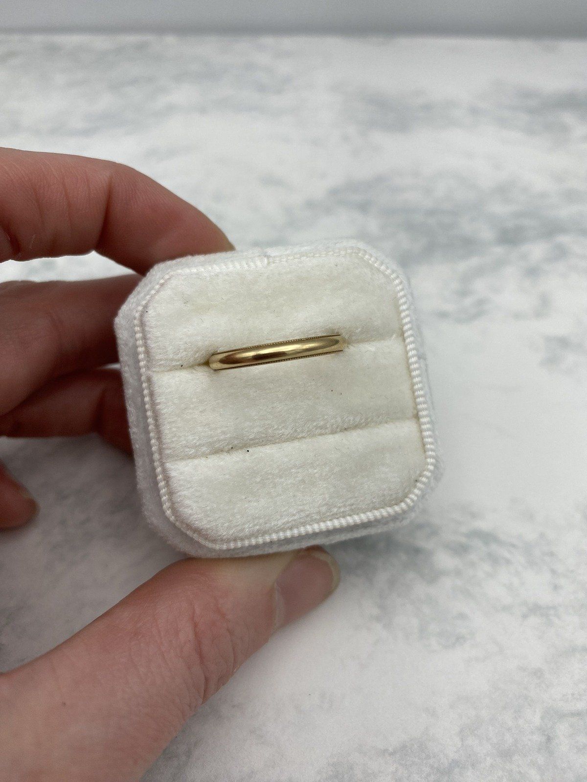 Vintage Mid Century 14k Gold Milgrain Edge Ring Band 2