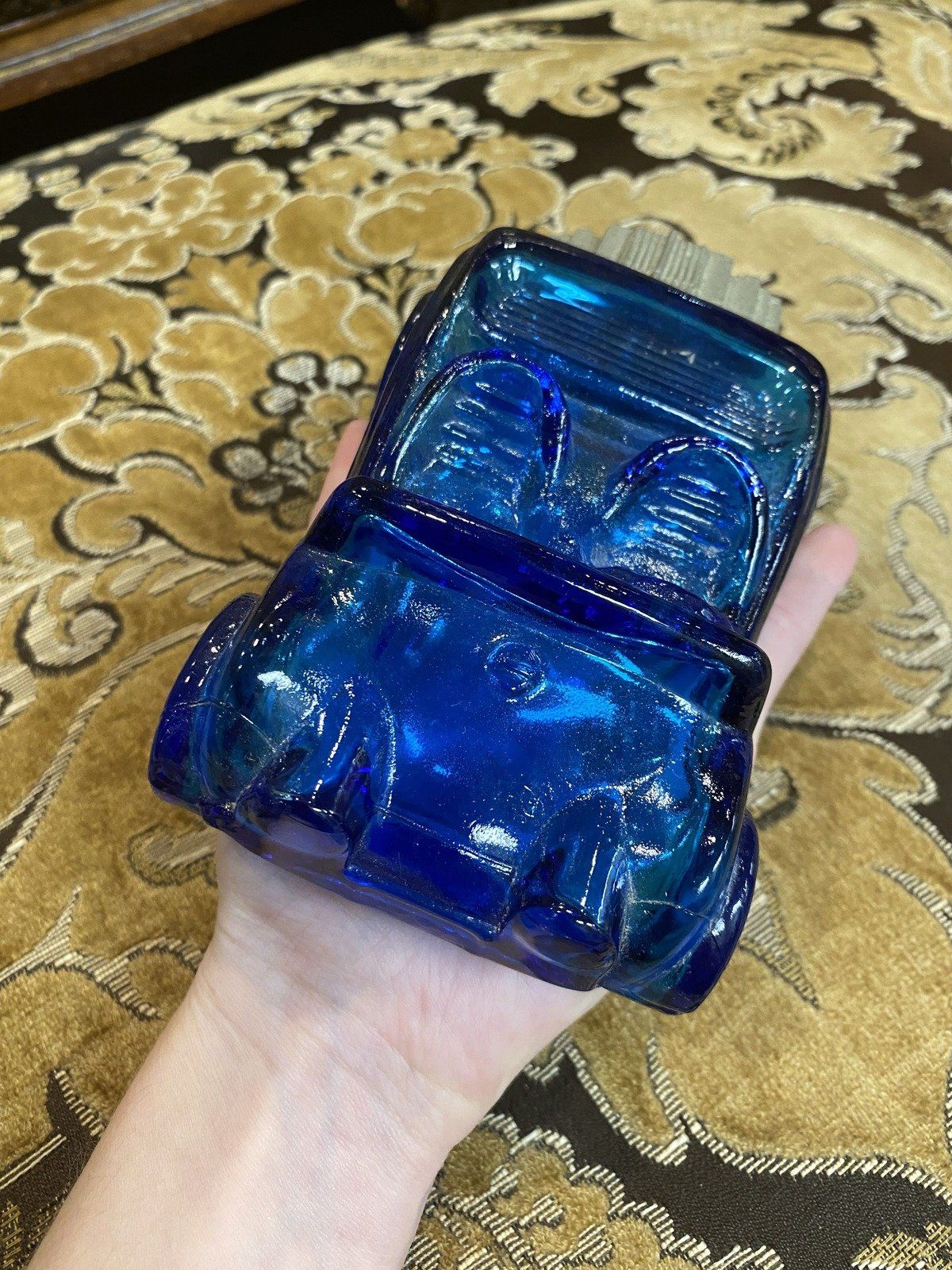 Vintage Blue Apothecary Glass Avon Dune Buggy Collectible Bottle 5