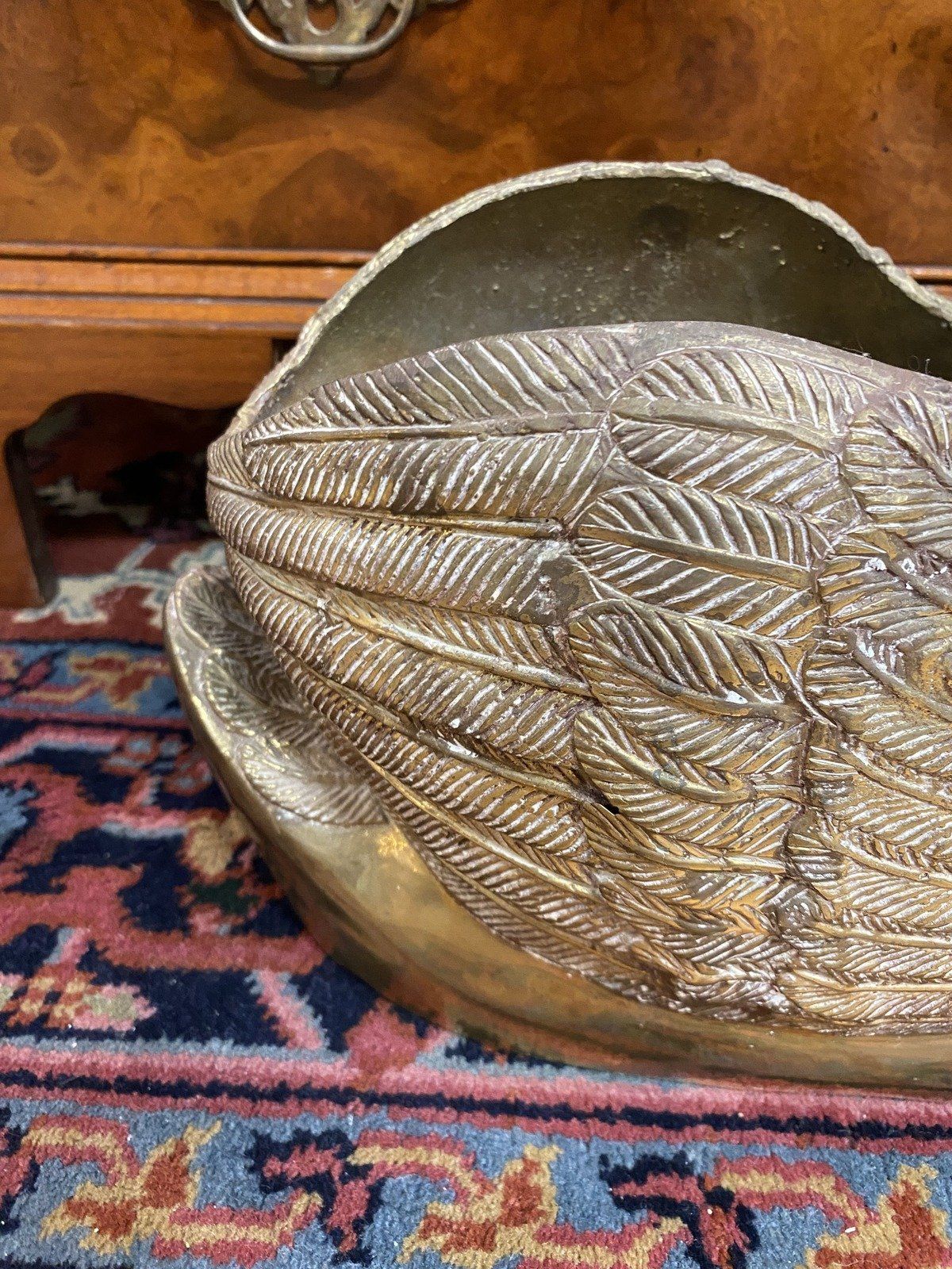 Vintage Large HEAVY Solid Brass Figural Swan Floor Planter 6
