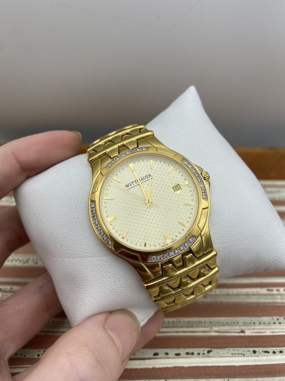 Vintage Wittnauer Golden Stainless Steel Men's Watch w Nice Face Dial Work 2