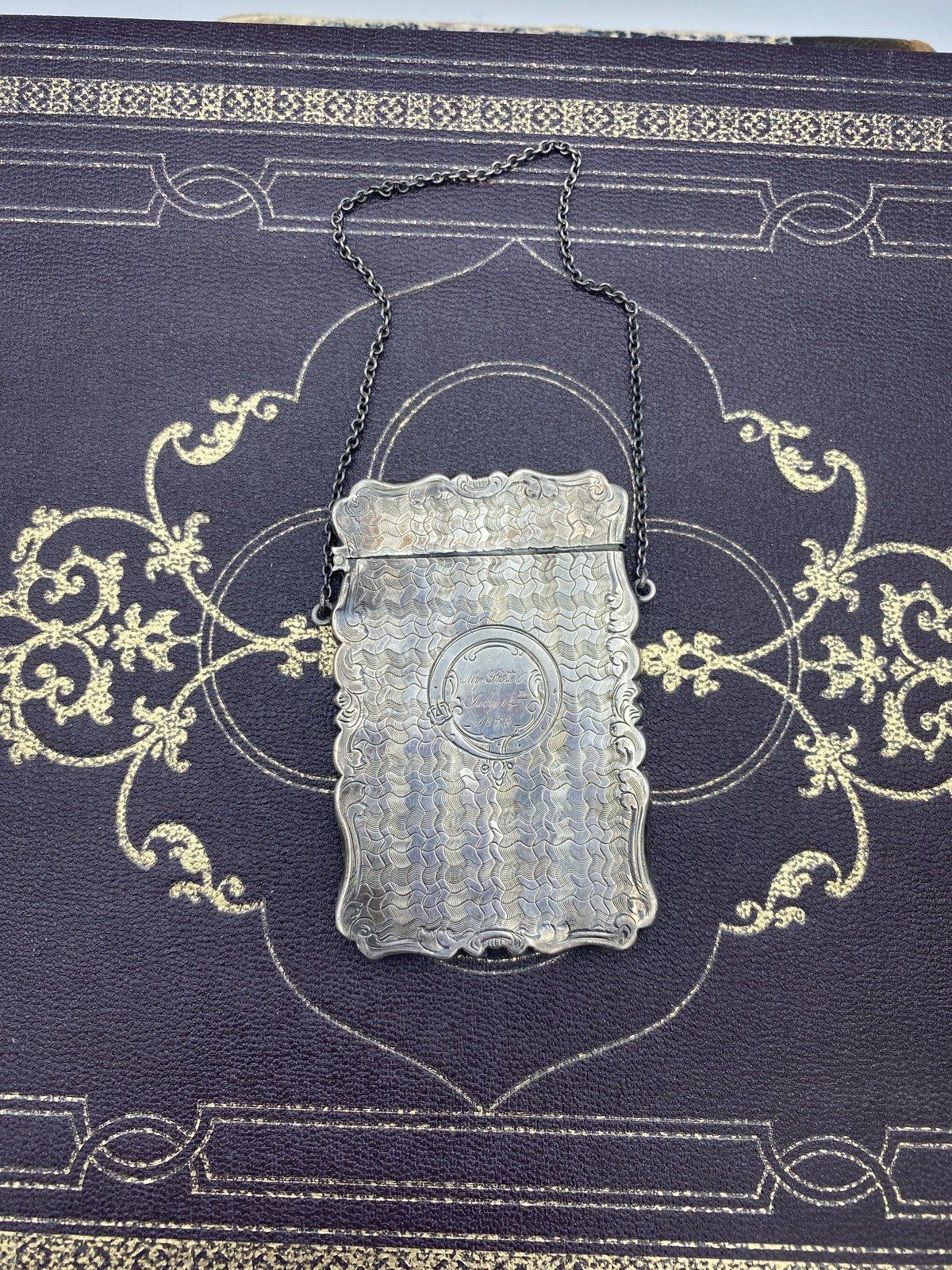 Antique c.1858 Sterling Silver Chatelaine Dance/Notecard Holder