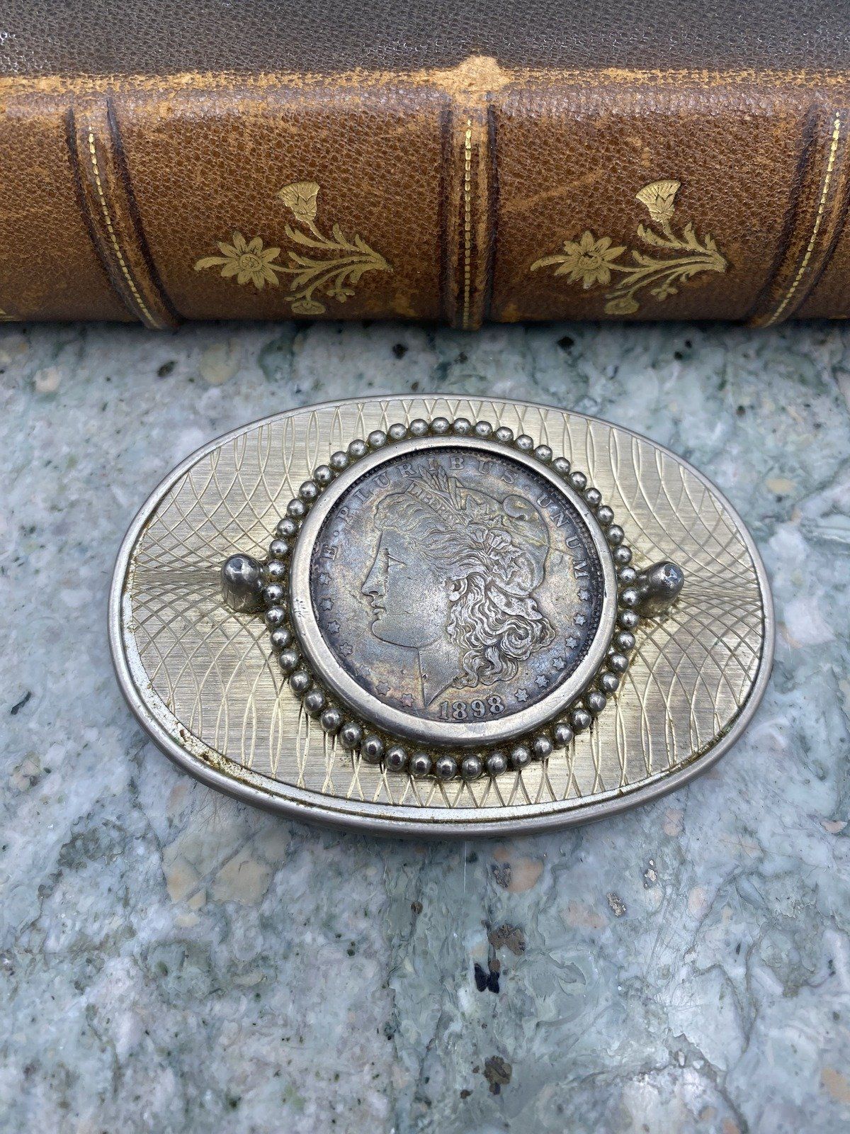 1898 Morgan Silver Dollar in Belt Buckle