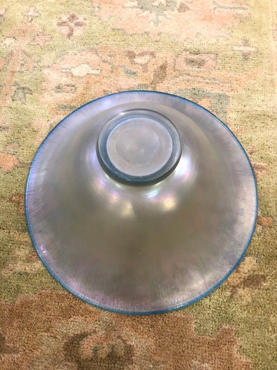 Steuben Art Glass Blue Rimmed Verre De Soie Bowl 3