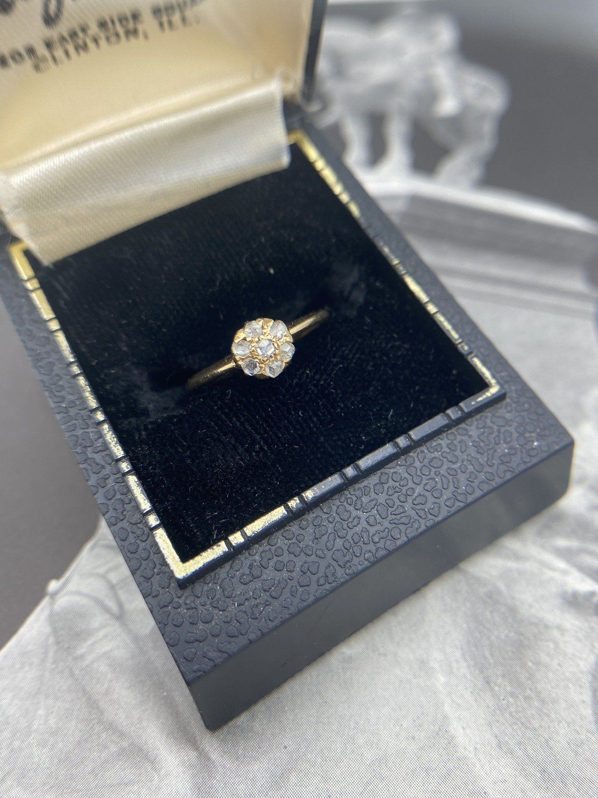 *RARE* Antique Victorian14k Gold Rose Cut Diamond Flower Cluster Ring #2218 13