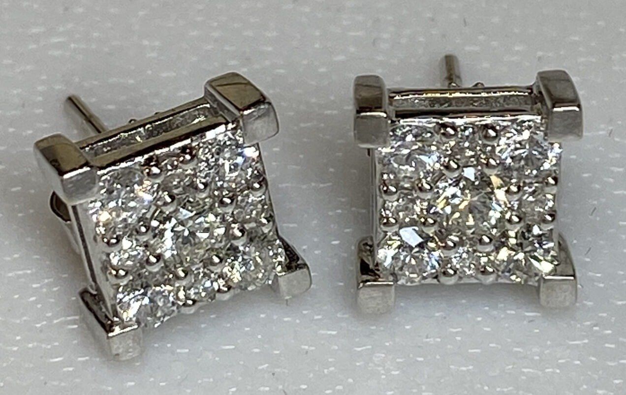 14k white Gold Diamond Earrings with Brilliant Cut Diamond .8 Carats each 2