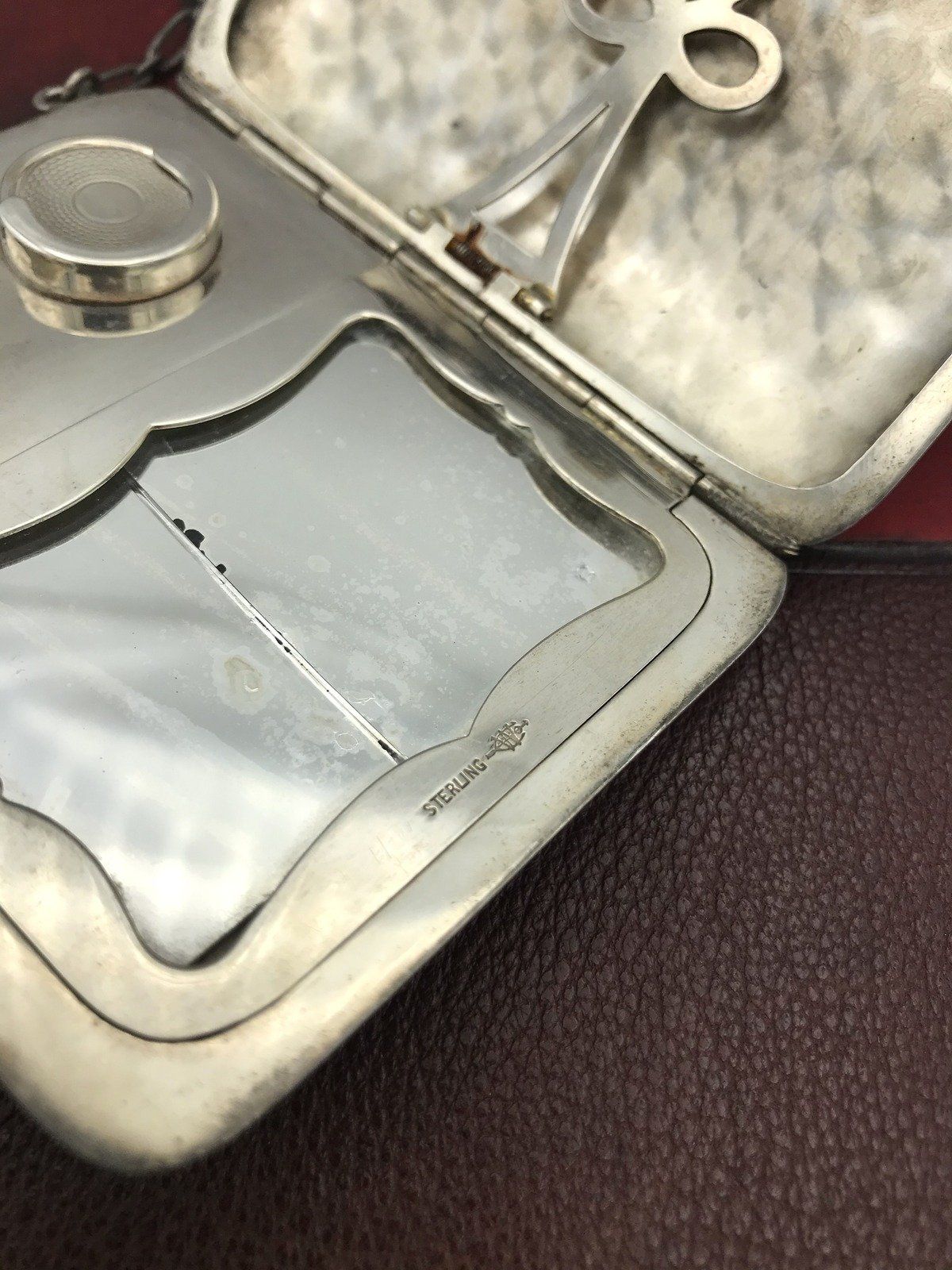 Antique Sterling Silver Coin Purse Compact Cigarette Case Wristlet 3