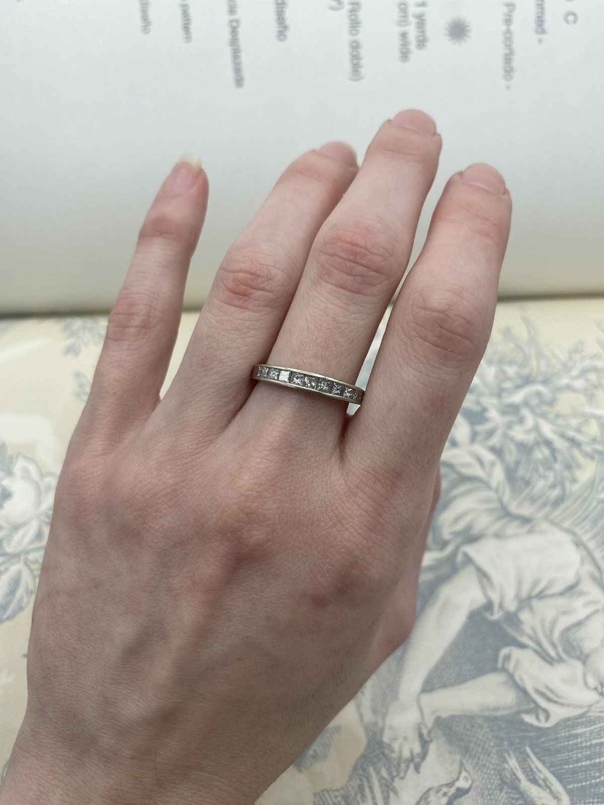 14k White Gold Princess Cut Channel Set Diamond Ring Band 10