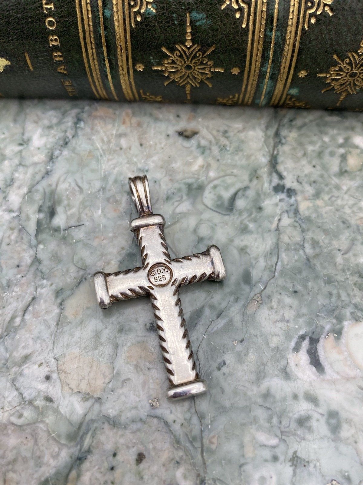 David Yurman Sterling Silver Woven Molded Cross Pendant 4