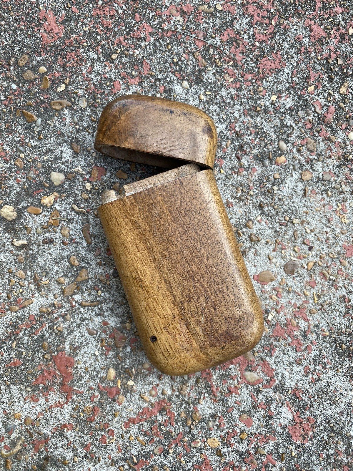 Antique Hand Made Wooden Stash/Cig Case w Locking Snap Button