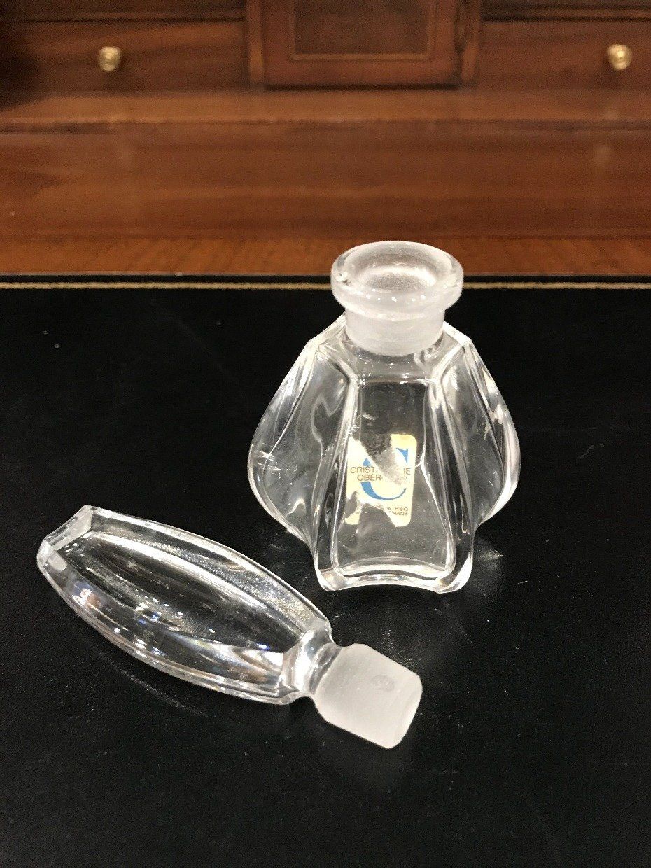 Cristallerie Oberufisel Clear Glass Perfume Bottle w Tall Stopper 2