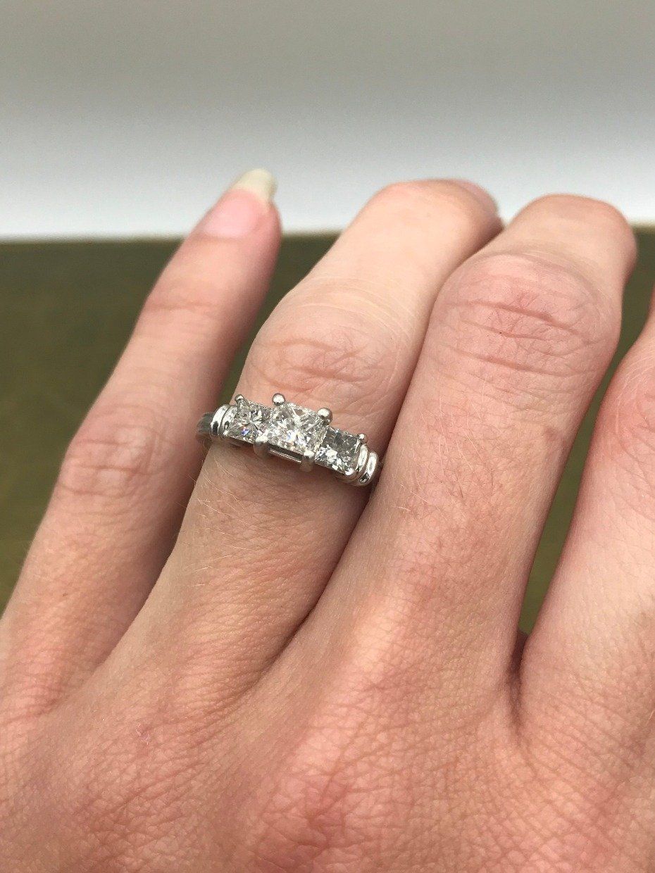 Platinum 1.15ctw Princess Cut Diamond Engagement Ring 3