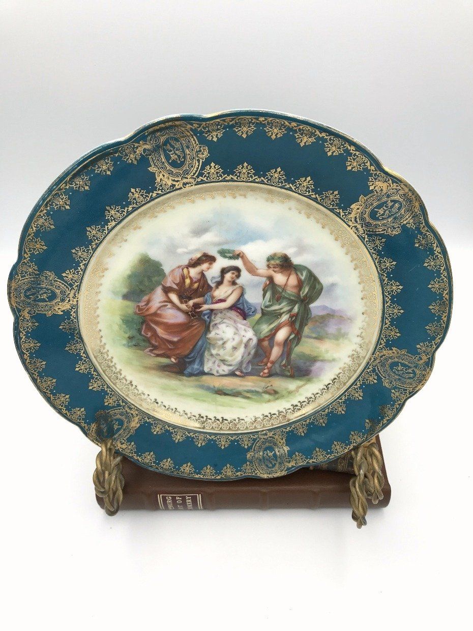 Imperial Crown China Austria Teal Portrait Plate 2