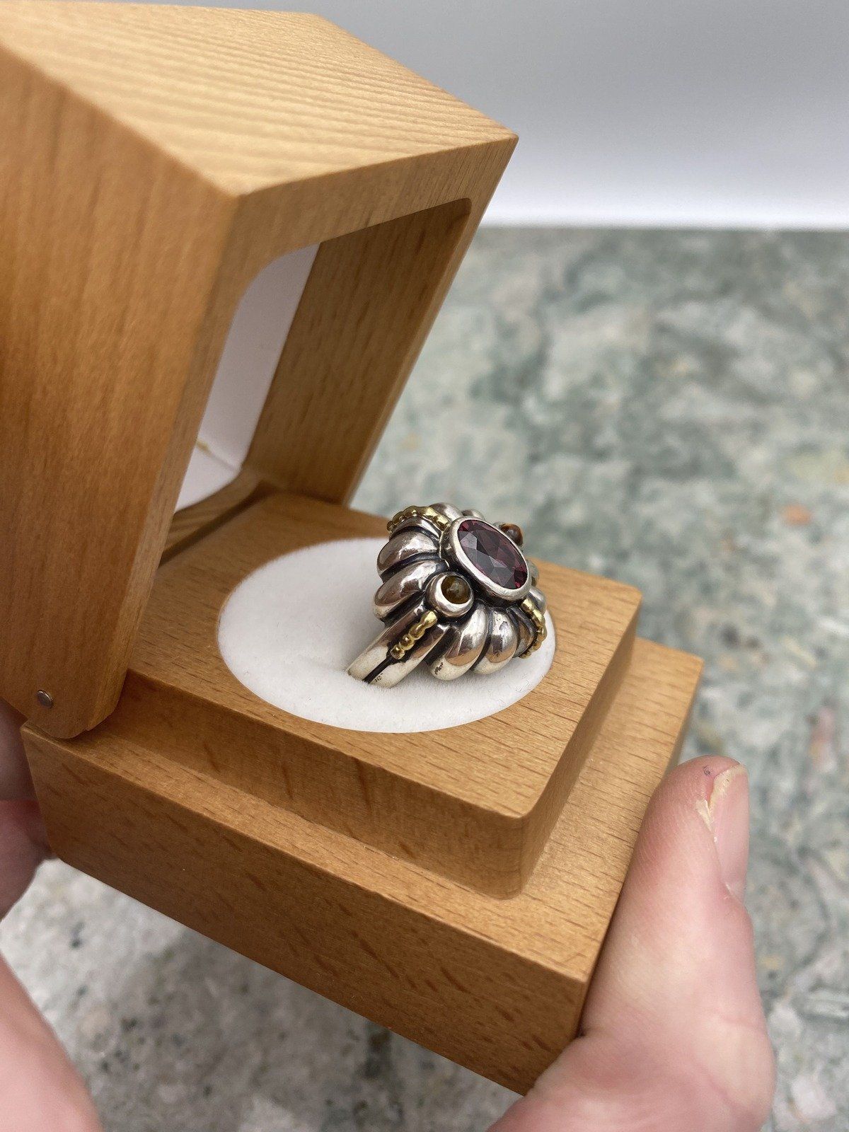 Lagos Caviar Sterling + 8k Facet Rhodalite Garnet Ring #230a 4