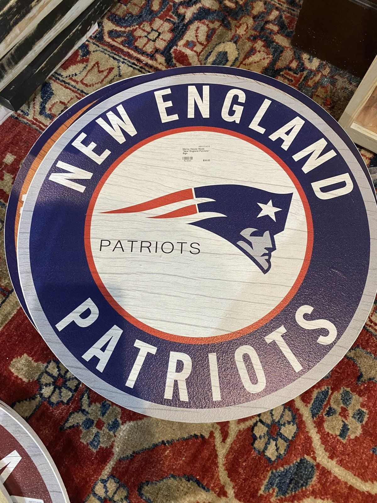 Mercy House Made New England Patriots Sign