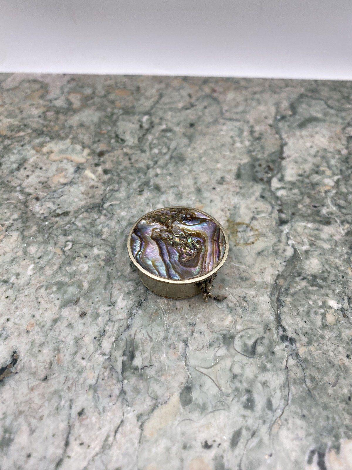 Vintage Alpaca Silver Abalone Pill Box 2