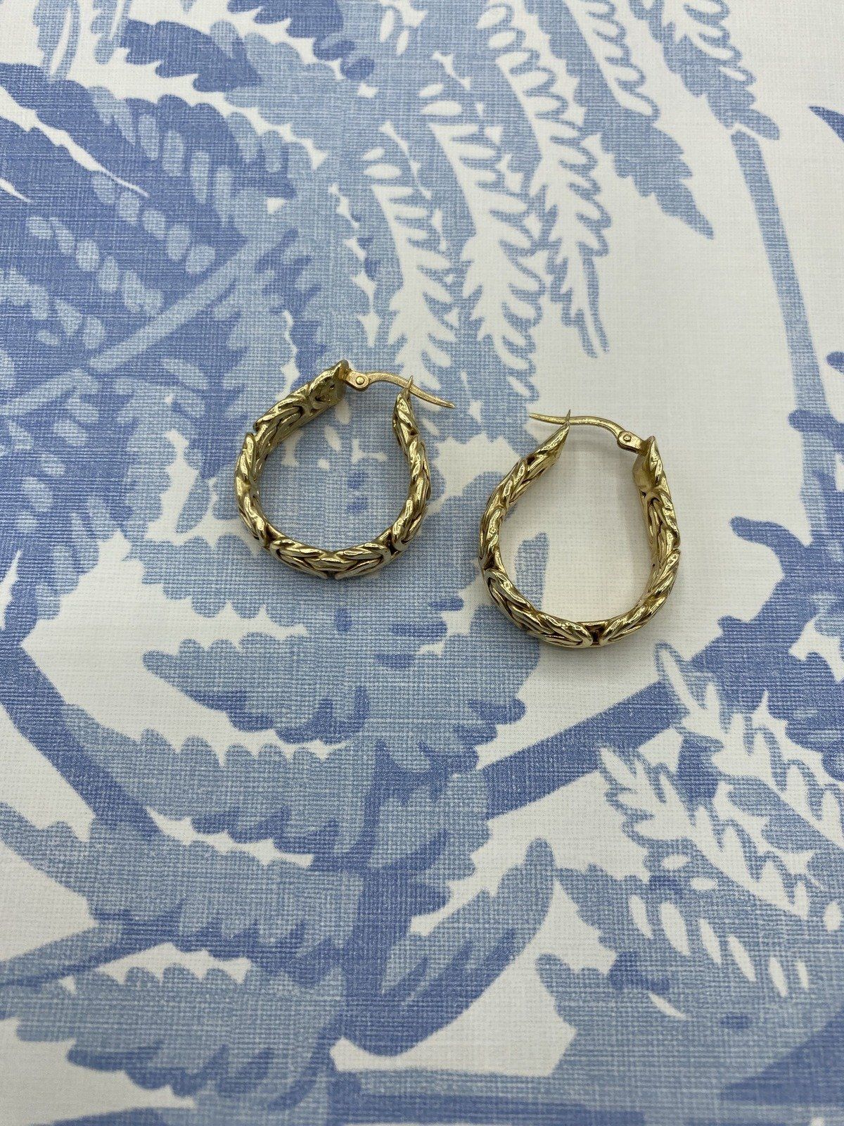 14k Turkish Gold Byzantine Structured Hoop Earrings 3