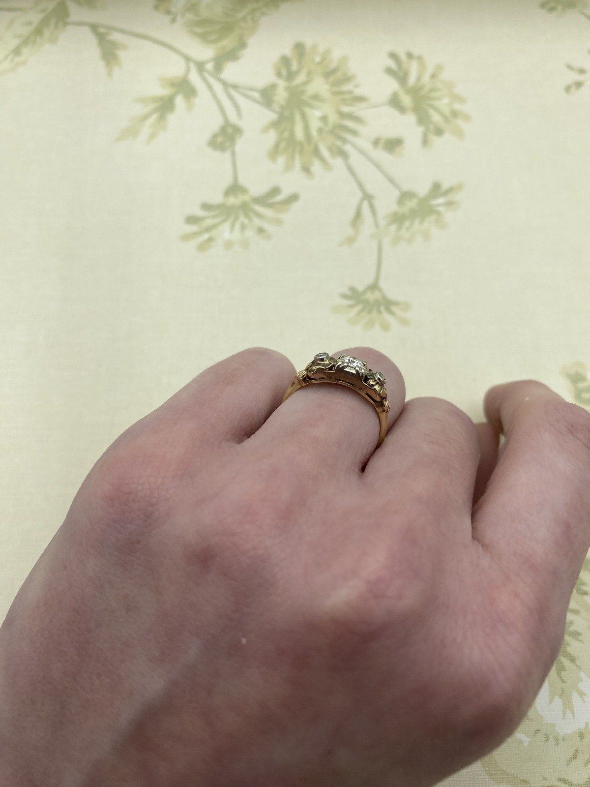Antique Victorian Ornamental Old Euro Diamond Ring w Bezel Diamond Shoulders #2218 8