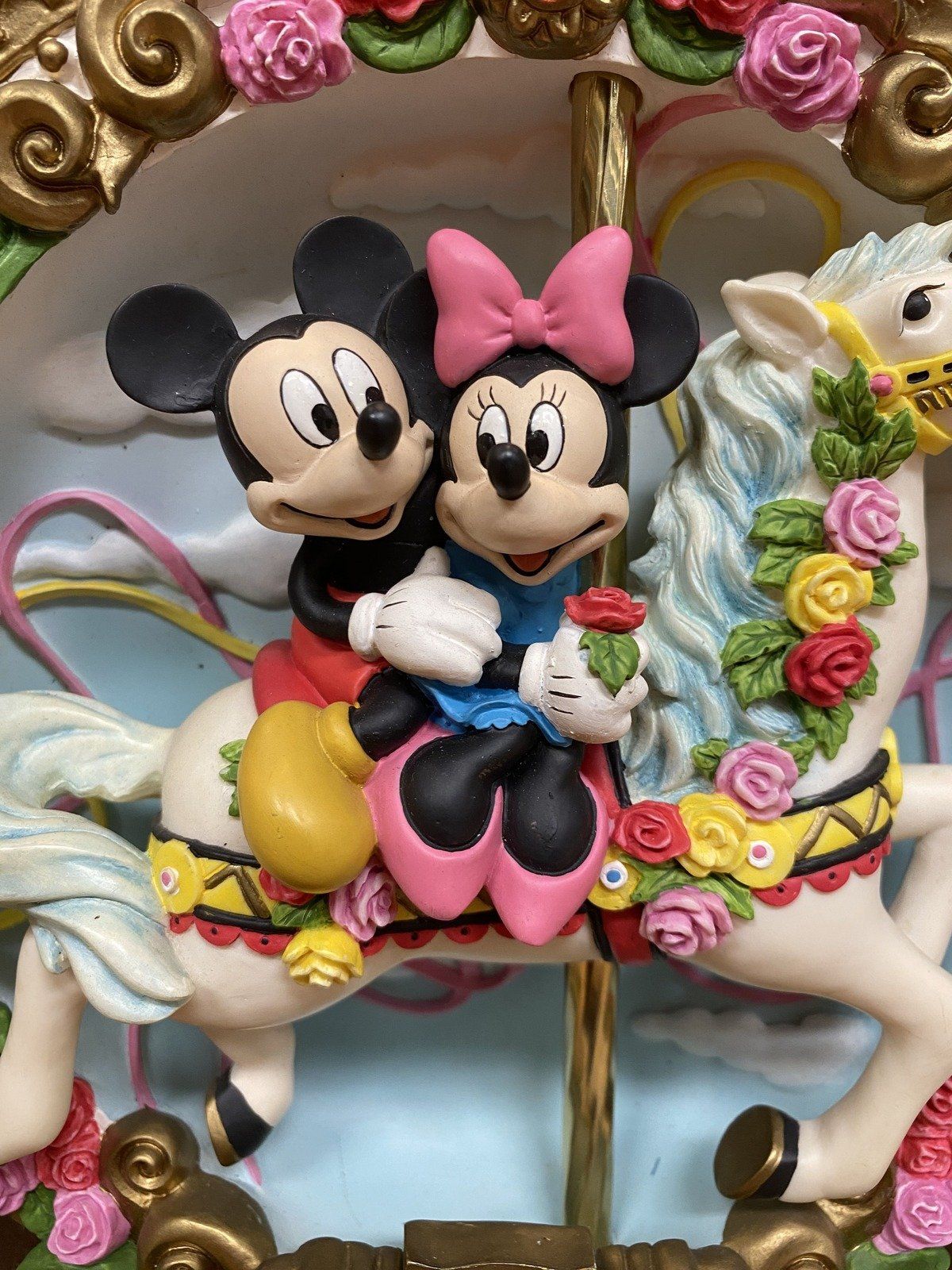 Vintage Disney Mickey + Minnie Mouse Musical Carousel Wreath 2
