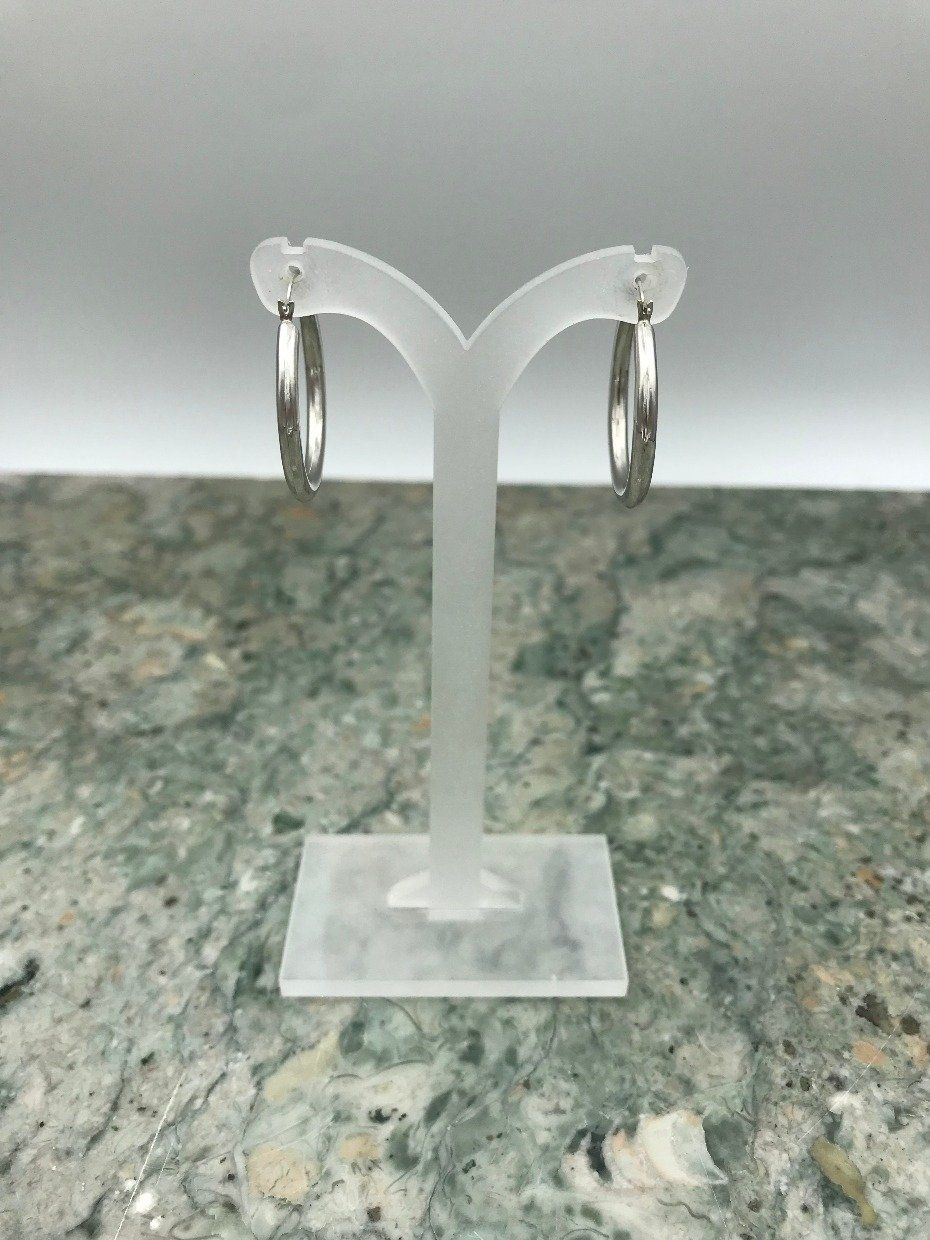 14k White Gold Hoop Earrings 3