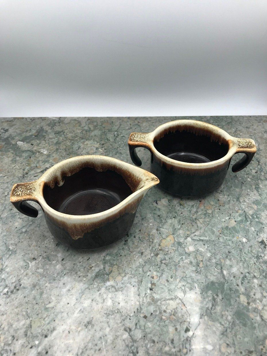 Brown Mycelium Splash Pfaltzgraff Stoneware Sugar + Creamer