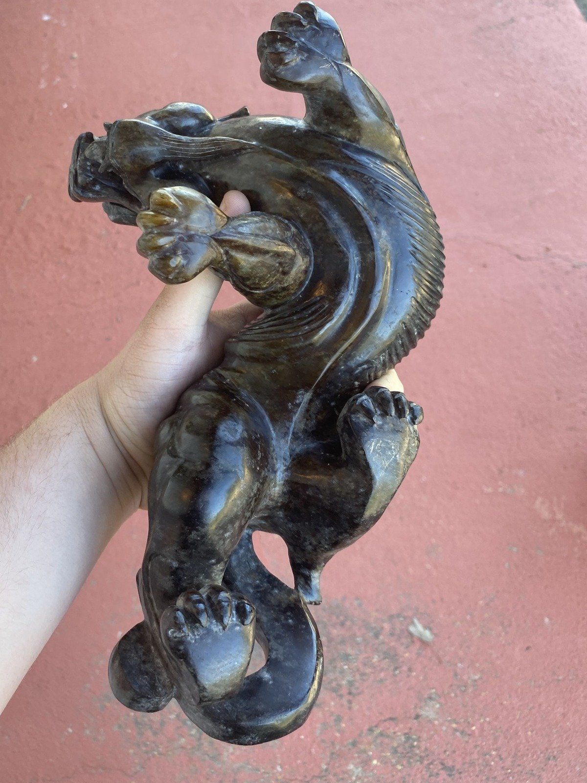 Pair of Antique Chinese Jade Carved Sculptures 328 4