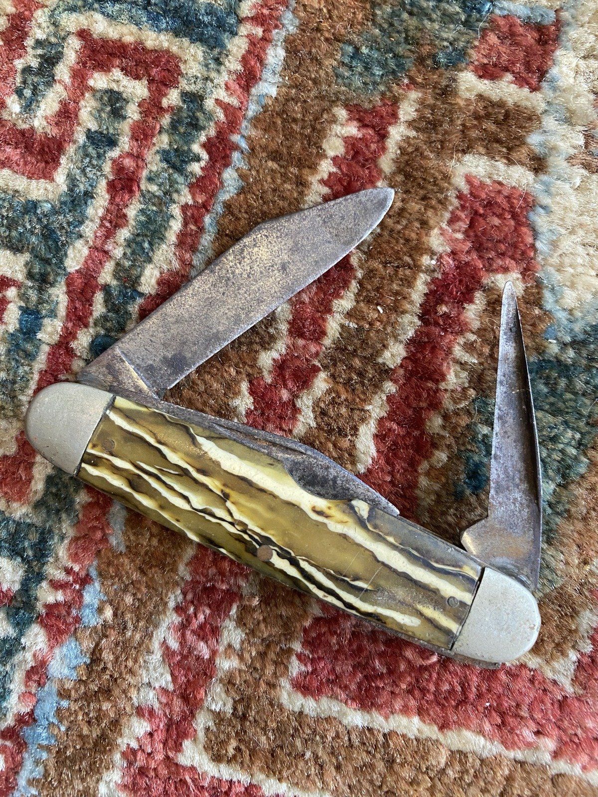 Vintage c.1930s Imperial Camo Celluliod 3 Blade Pocket Knife 3