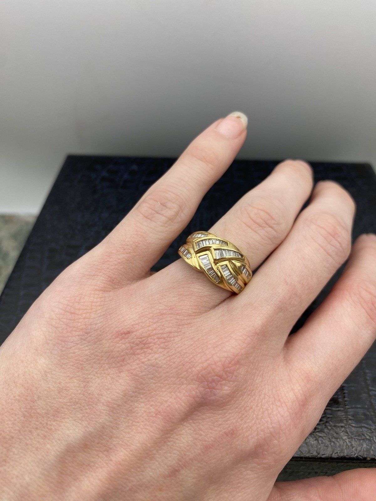 14k Gold Ladies Baguette Diamond Weave Ring Band  #529 5