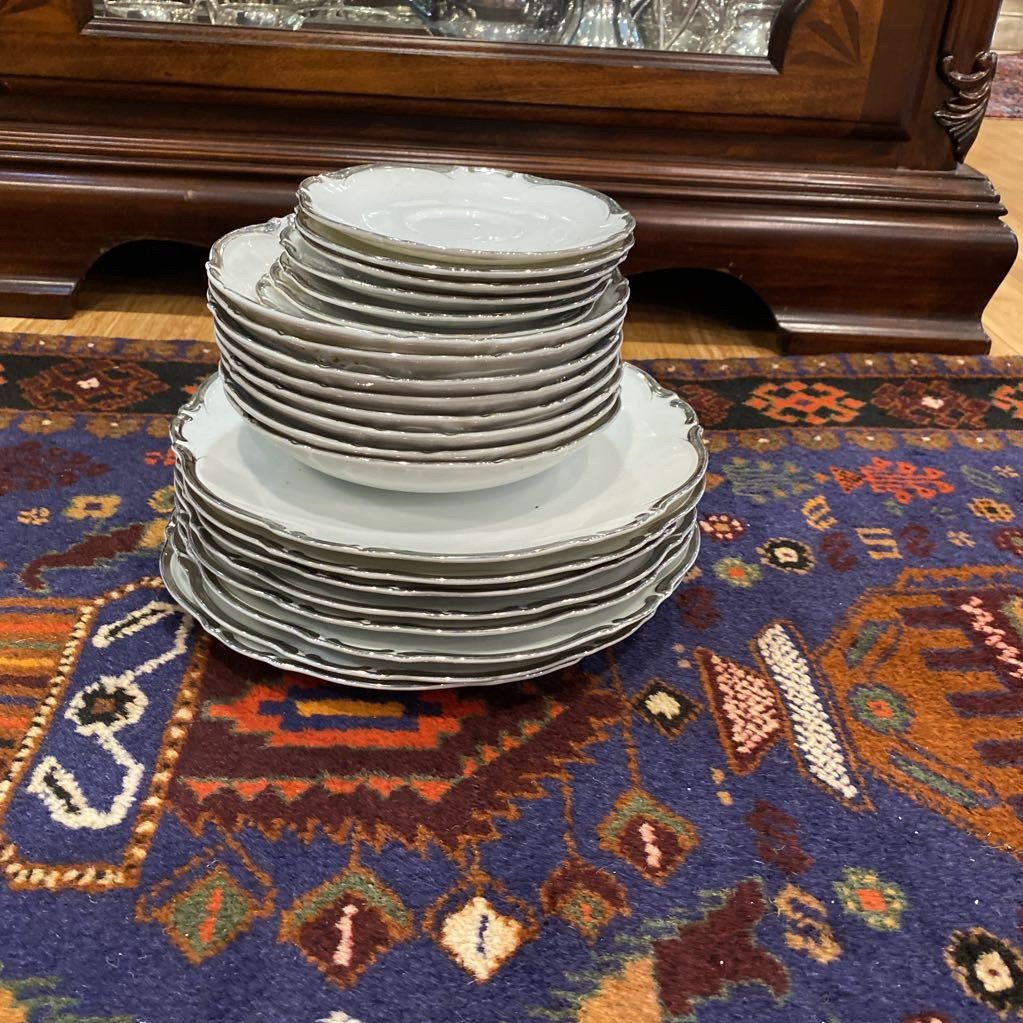 23pc Harmony House Star Light Platinum Edge China Set