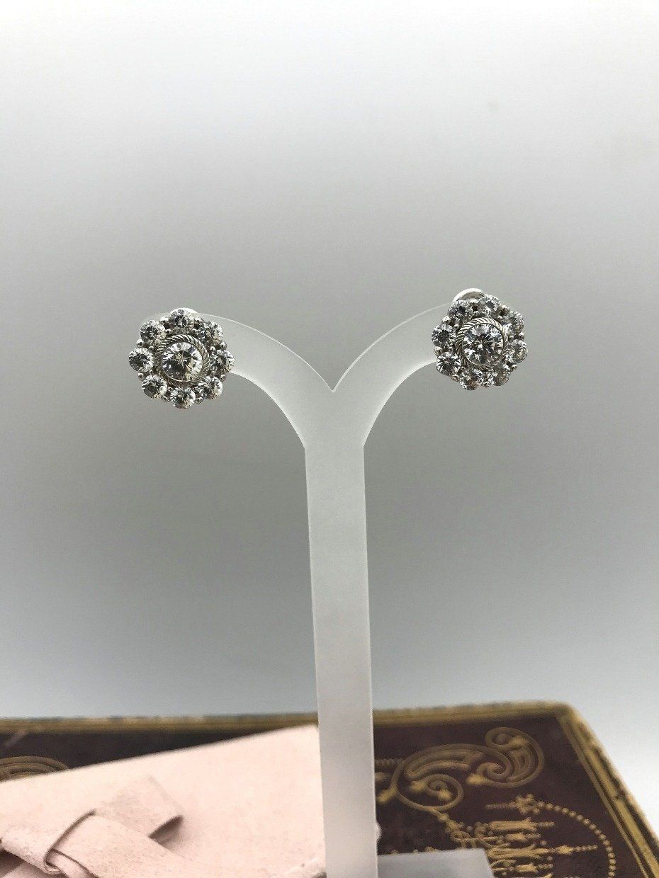 Sterling Silver CZ Flower Cluster Judith Ripka Earrings 2