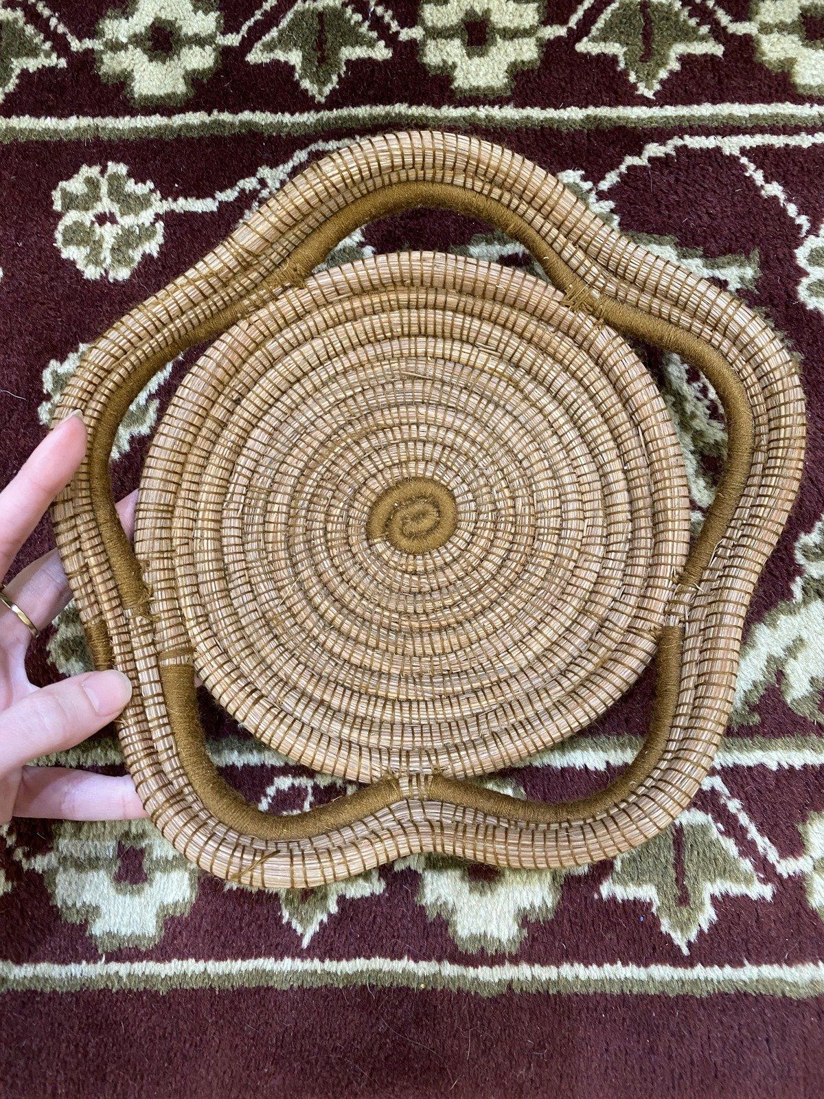 Lovely Pine Needle Scalloped Basket 9.5 4