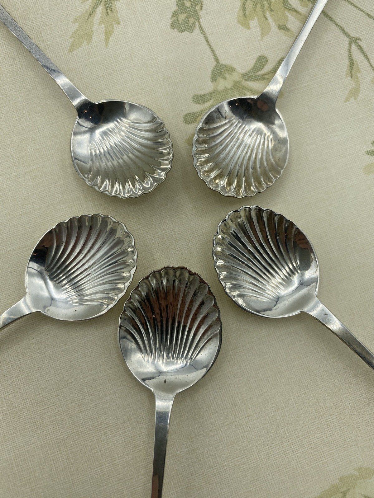 5x Wallace Sterling Silver Metropolitan Museum Repro Revere Demitasse Spoons w Shell Bowl Motif 2