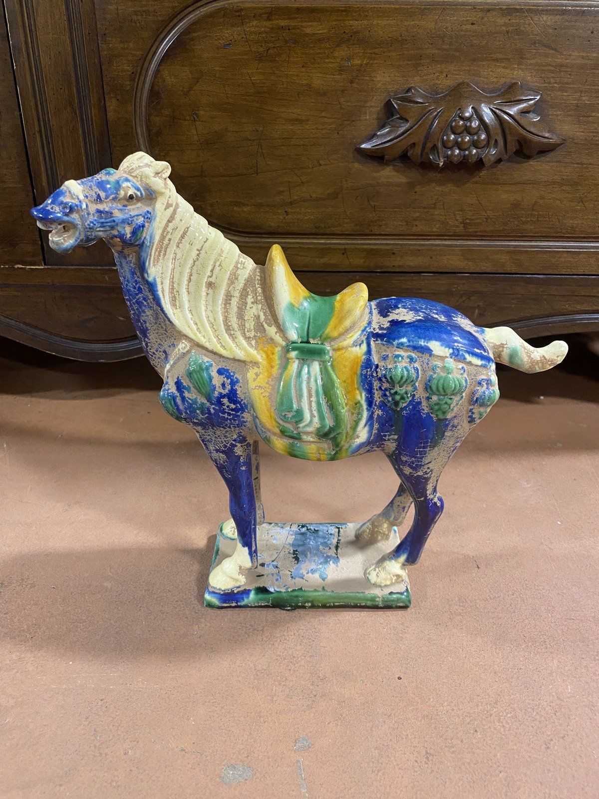 Ceramic Antique Vintage Repro Chinese Horse Statuette