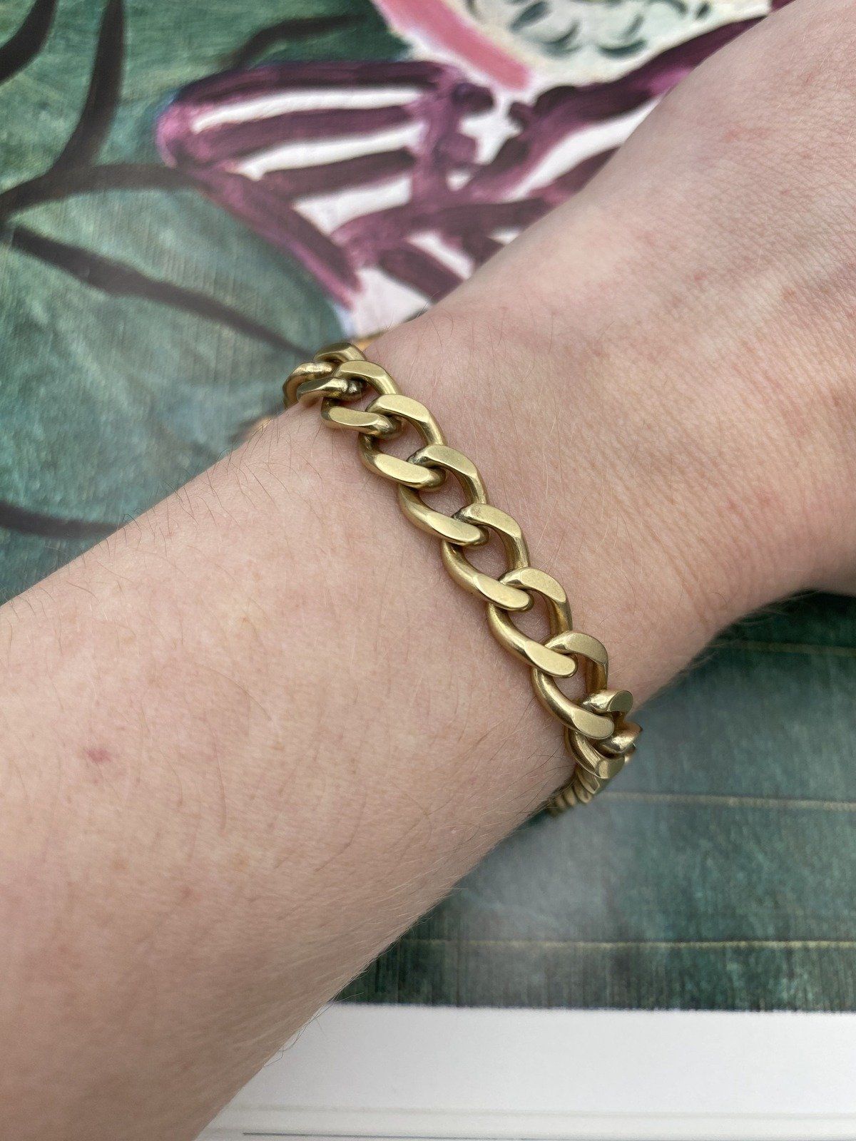 Ladies 14k Gold 8mm 7 Solid 14k Gold Vintage Link Bracelet 2