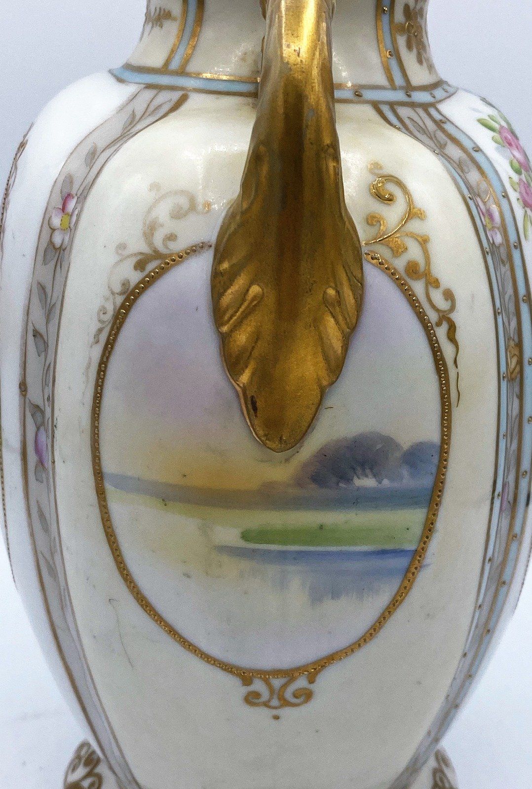 Nippon Hand Painted 2 handle vase 5