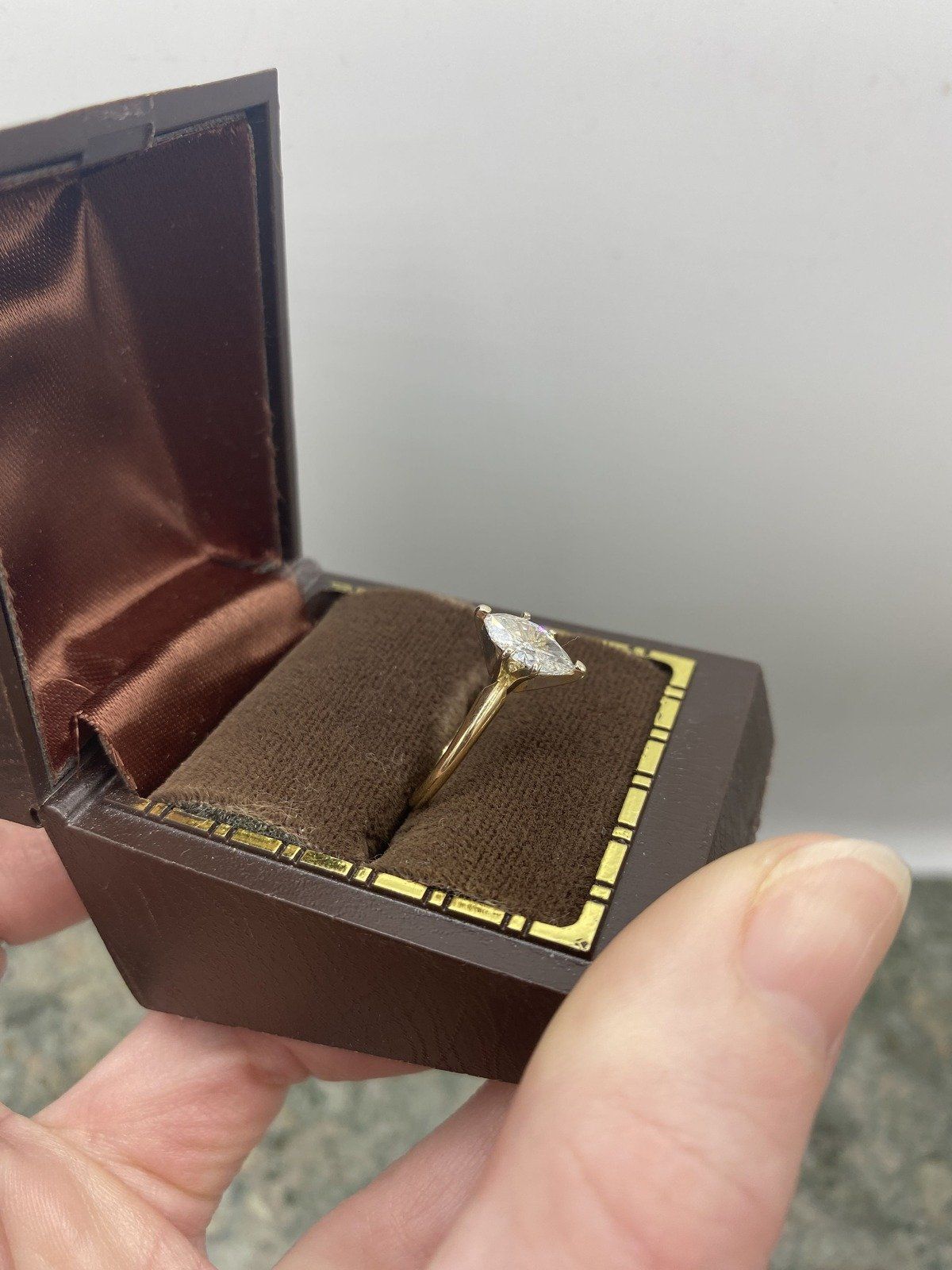 14k Gold 1ct Marquise Diamond Engagement Ring w White Gold/Plat. Prong Setting 3