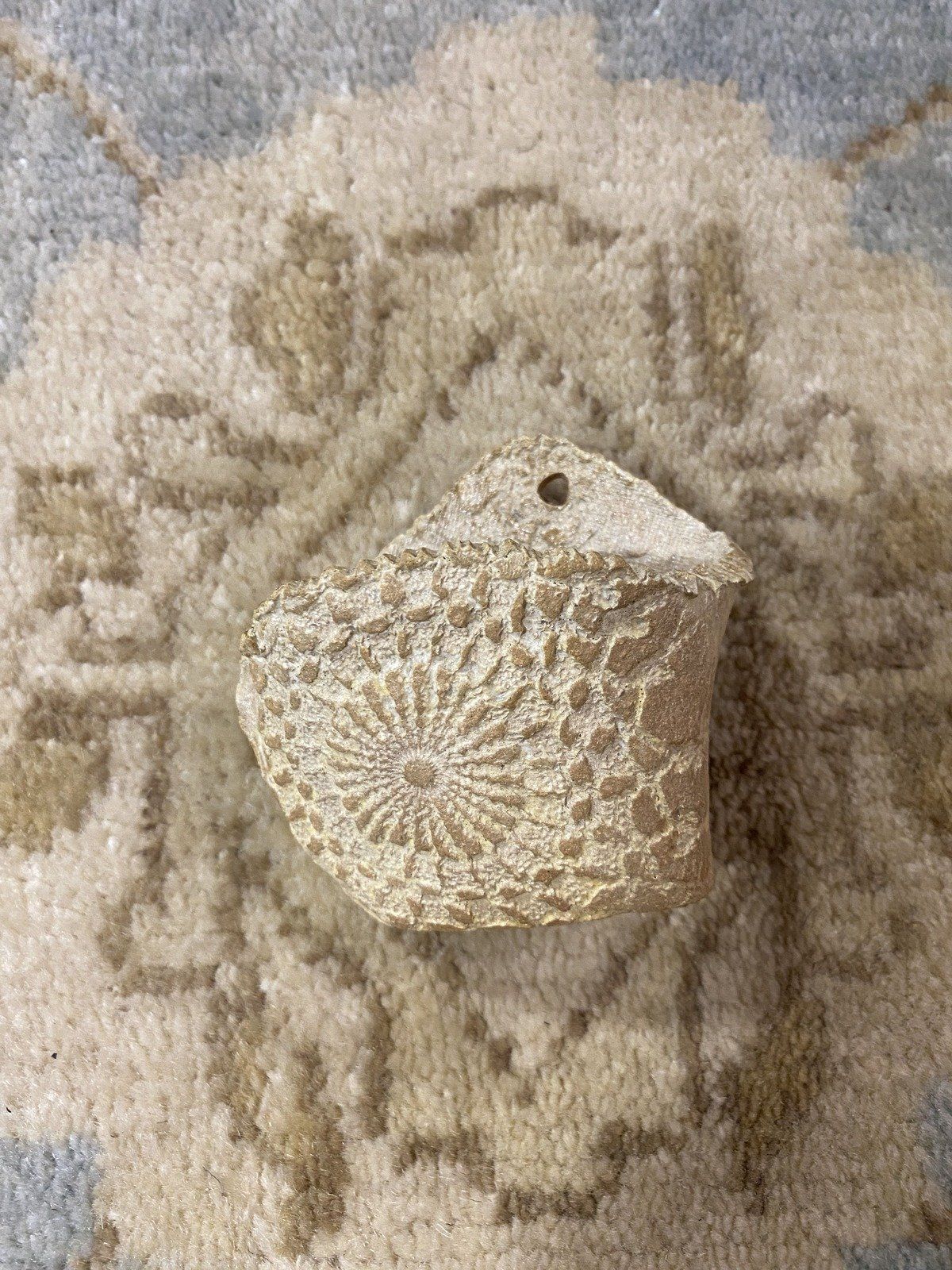 Hand Crafted Ceramic Pottery Stamped Motif Match Safe Wall Pocket 9
