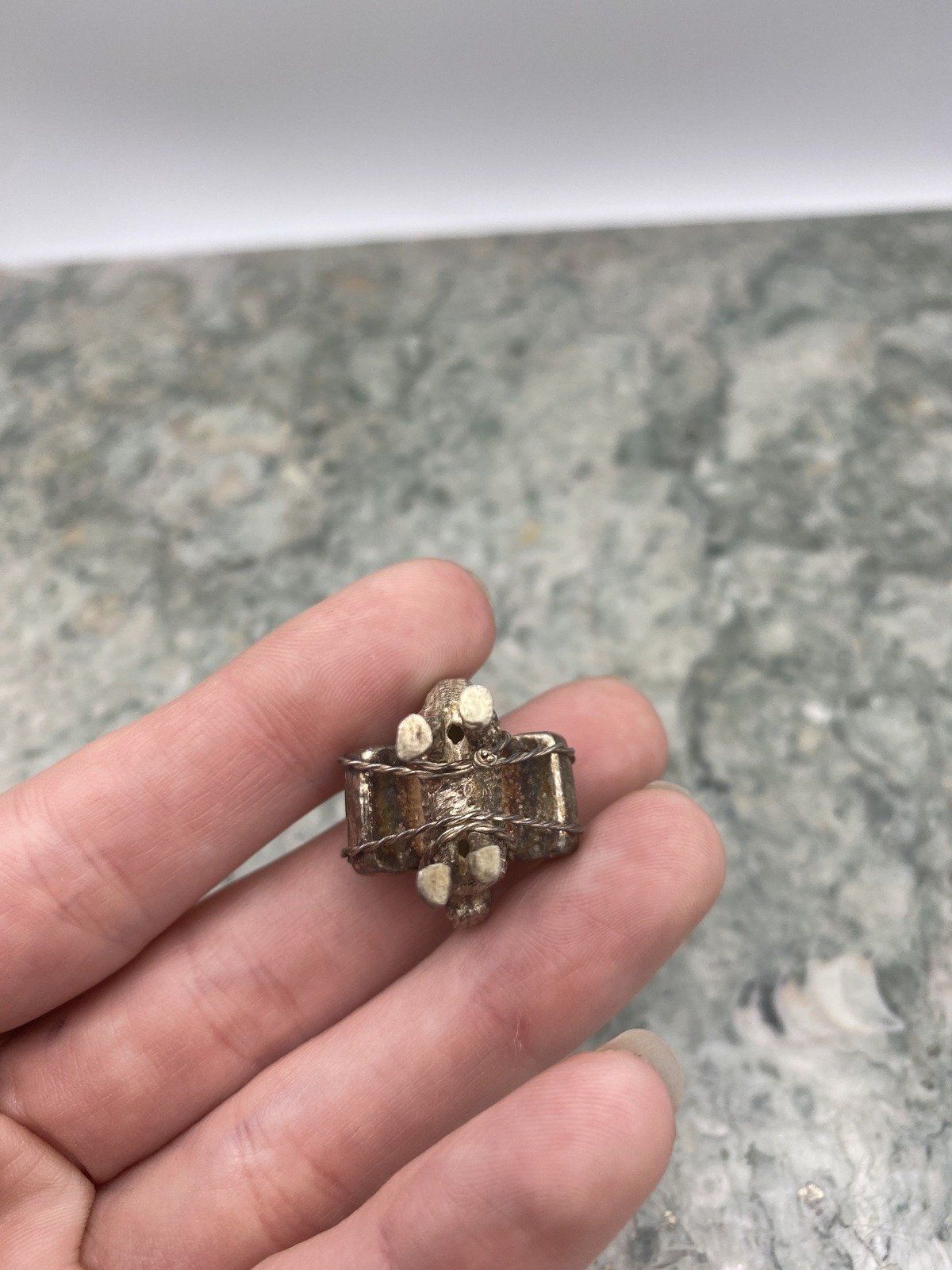 Tiny Unmarked/Tested + Researched Sterling Silver Miniature Alpaca w Turq. Saddle Bags 4