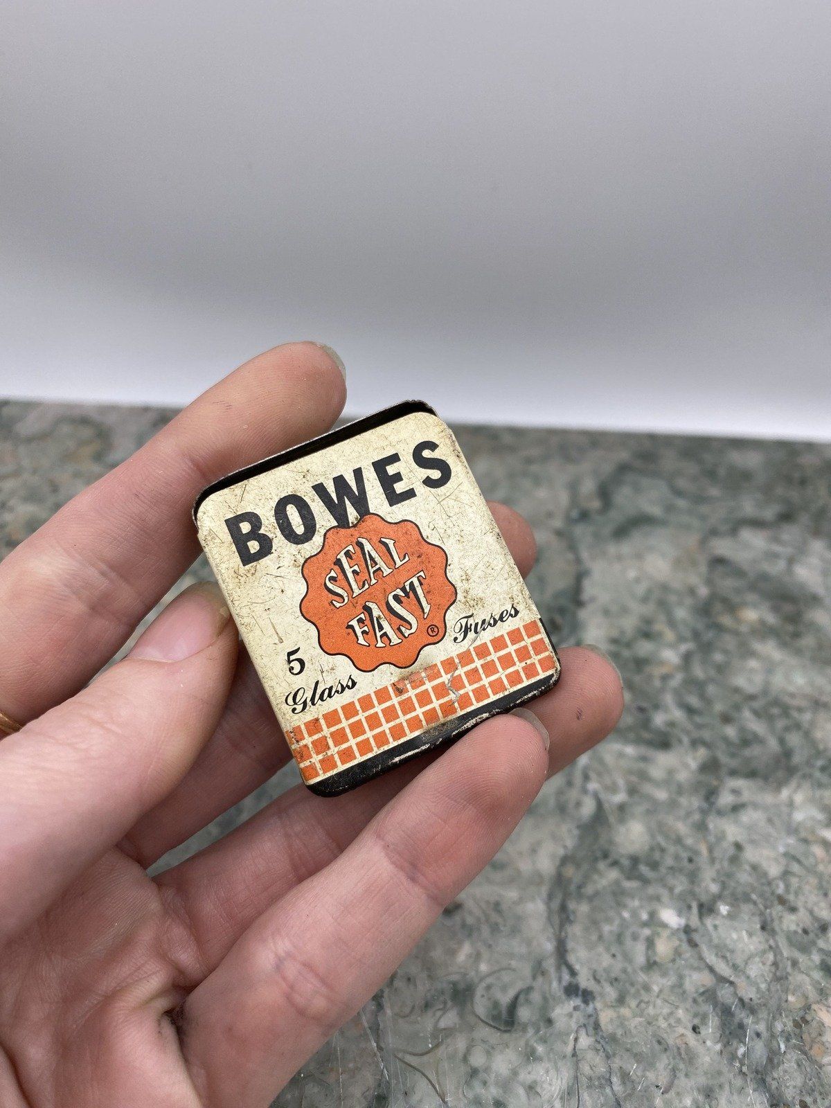 Vintage Bowes Glass Fuse Tin USA Made + Fuse 2
