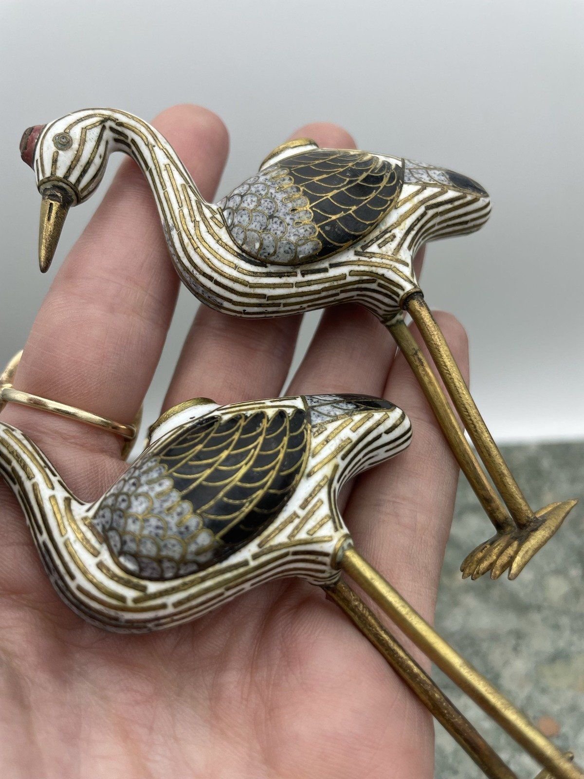 Pair of Miniature Closionne Shore Bird Vases/Vessels? :) 4