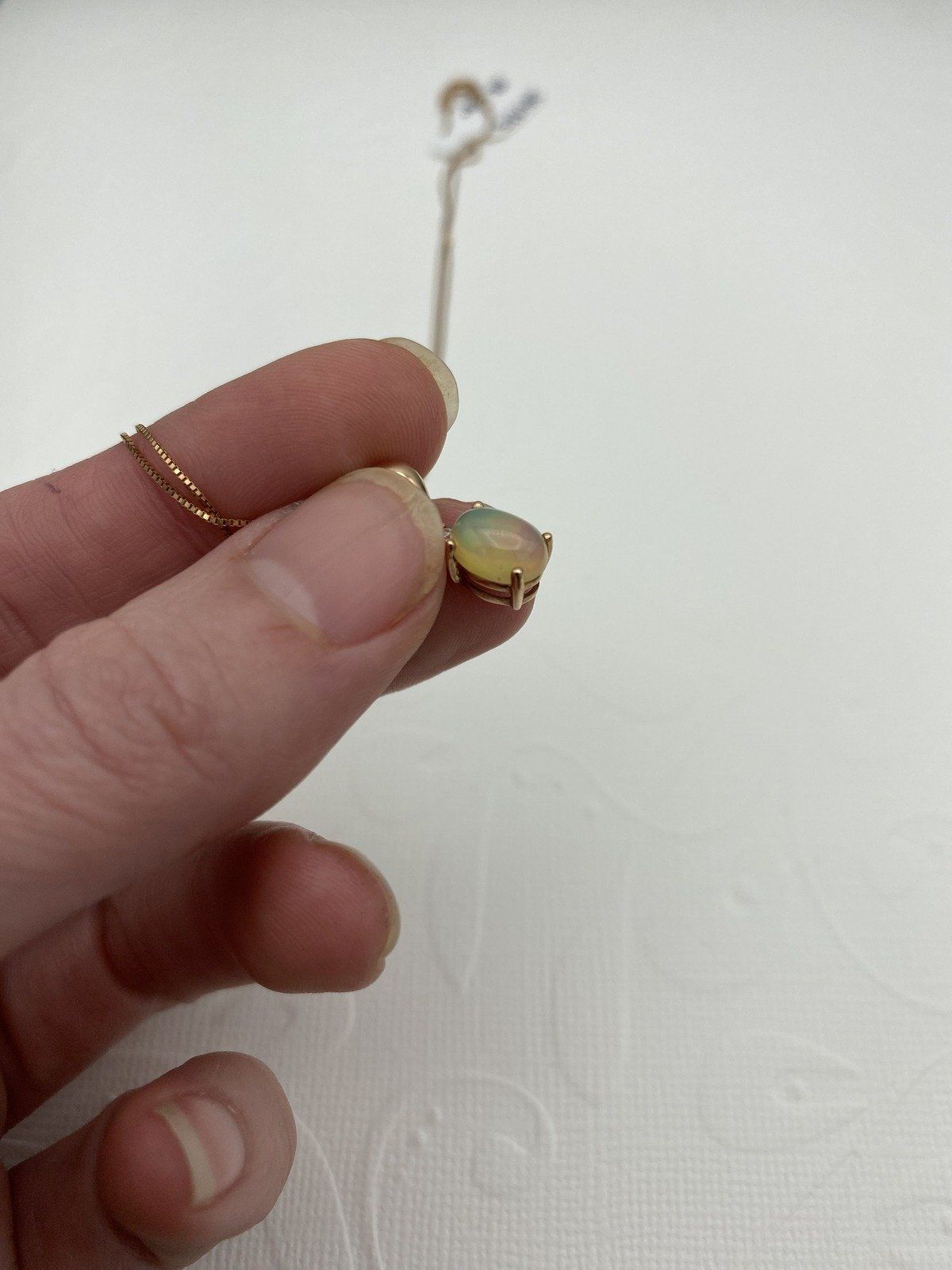 10k Rose Gold Natural Opal + Diamond 18 Drop Necklace 9