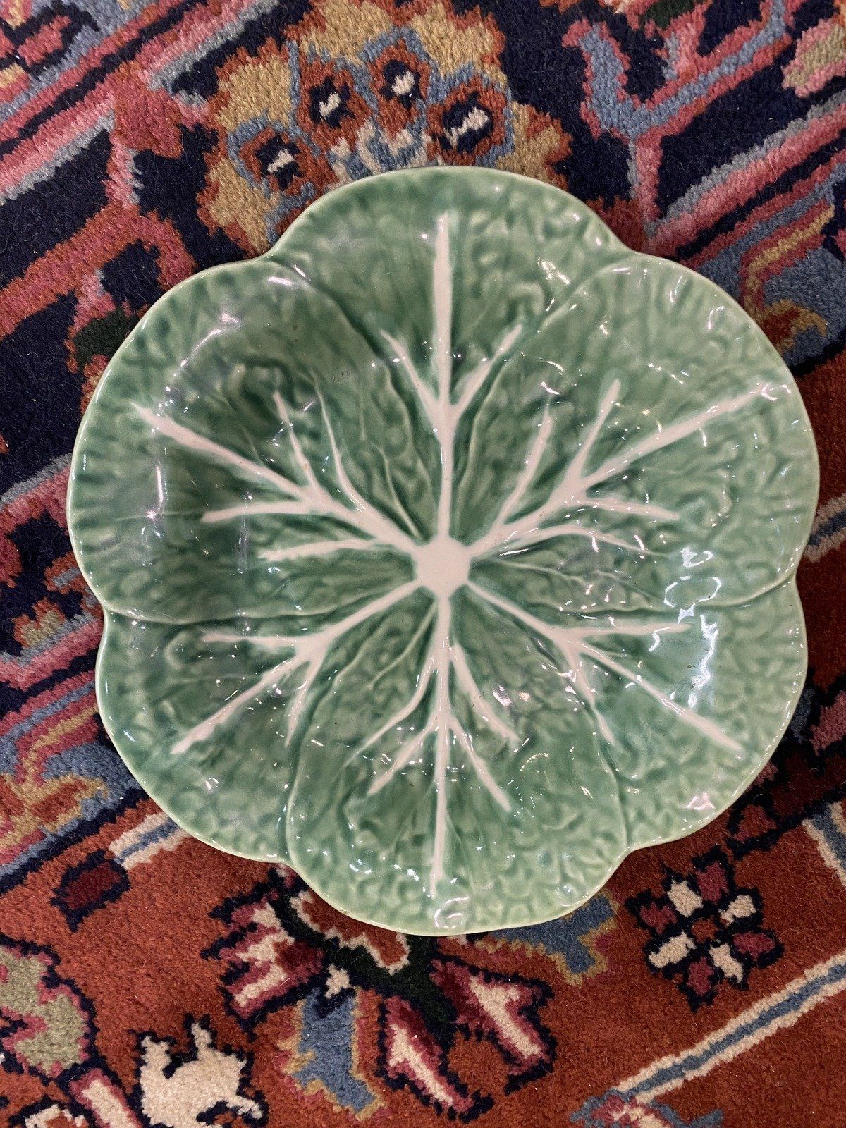 Bordallo Pinheiro Portugal Majolica Cabbage Leaf 9 Plate 2