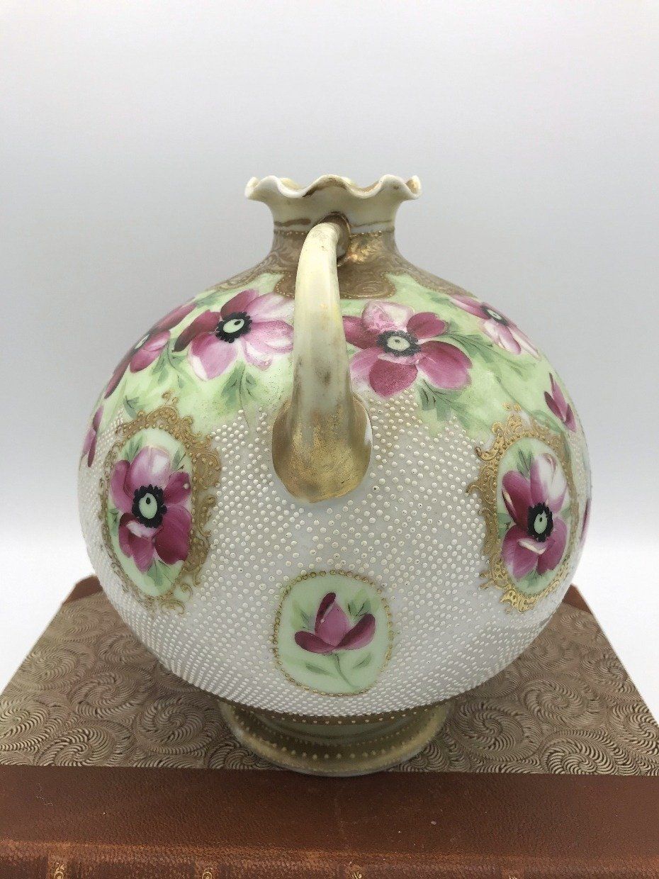 Round Full Body Hand Painted Floral + Gilt Nippon Jug 3