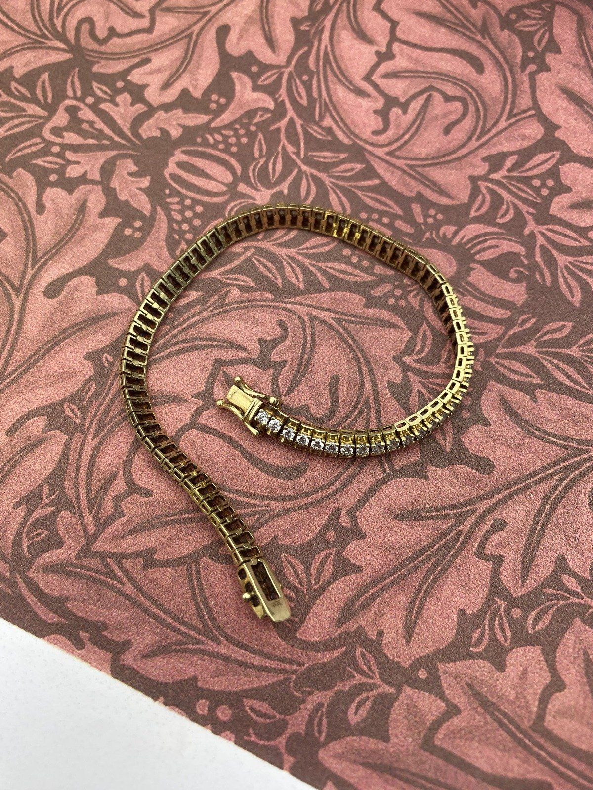 Lovely 14k Gold Articulated Link Diamond Tennis Bracelet 7.25L #2741 6