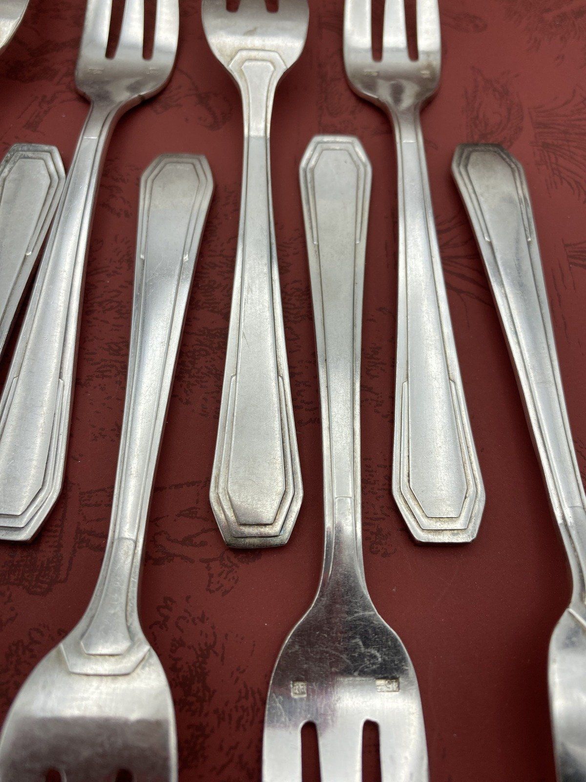 Set of 12x Old Silver Plated Fish Forks 3