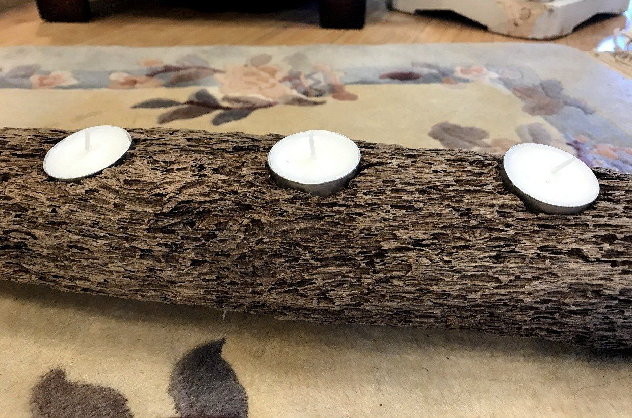 Porous Textured 3 Tea Driftwood Candle Holder 2