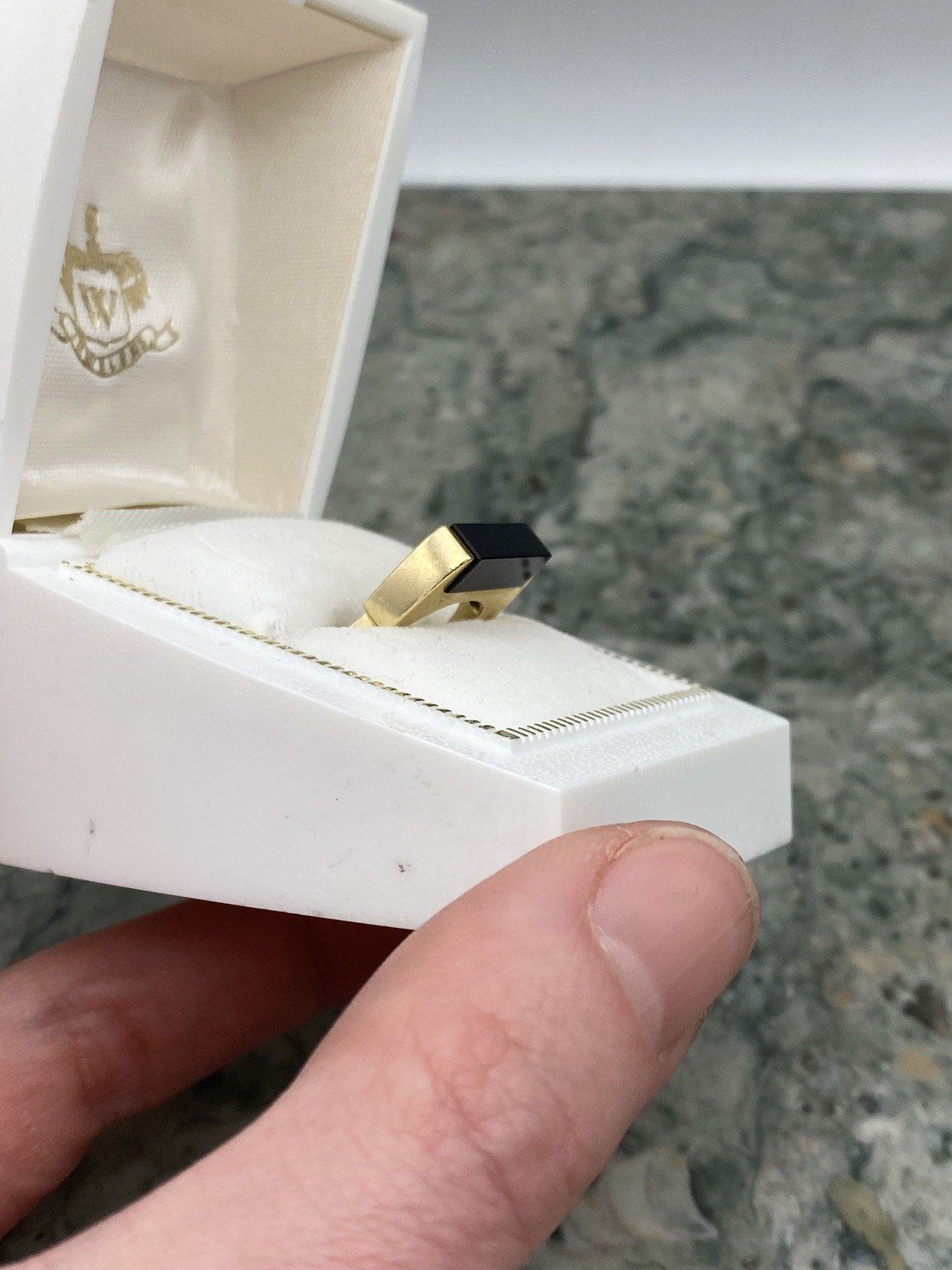 Vintage Mod 14k Gold Artly Made Black Onyx Cubism Sculptural Ring 4