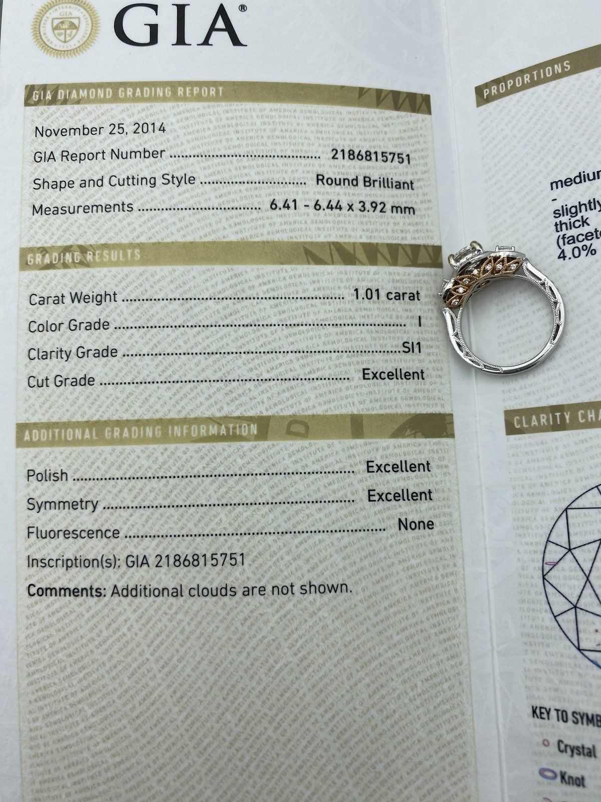 Ladies 1.01ct Center Round Brilliant Diamond Engagement Ring w Pear Should Diamonds + Rose Gold Ornament + GIA Documentation 10
